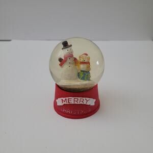 Festive Snowman & Teddy Bear 'Merry Christmas' Snow Globe